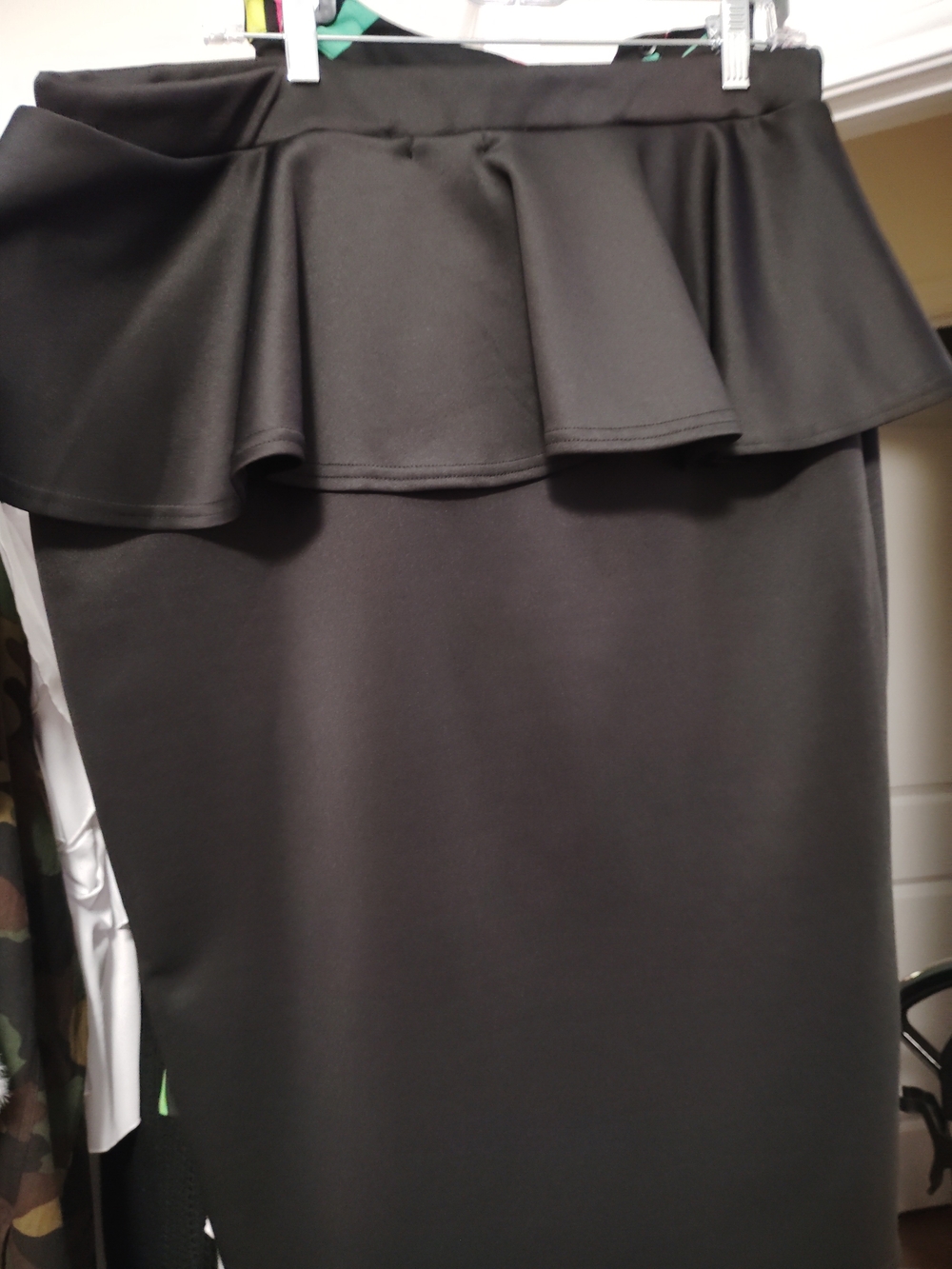 Source Unknown Black Peplum Pencil Skirt - Black